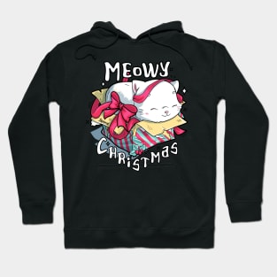 Meowy Christmas cat and Christmas pun Hoodie